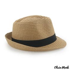 Olivia Mark - One-time molding Panama straw hat casual classic beach paper braided volume brim small bowler hat Casual Brown Braided Fedora, Casual Braided Brimmed Hat, Casual Paper Straw Boater Hat, Casual Straw Sun Hat With Short Brim, Casual Paper Straw Fedora With Short Brim, Casual Braided Brimmed Panama Hat, Casual Braided Fedora Sun Hat, Casual Braided Toquilla Straw Boater Hat, Casual Flat Brim Paper Straw Hat