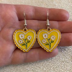 Silver plated dangle/ drop earrings with hearts with flowers charms 925 stamped sterling silver earring hooks also available Heart With Flowers, Heart Jewellery, Earrings Heart, Lovely Earrings, Earring Hooks, Silver Earring, Flower Heart, Heart Jewelry, Organza Bags