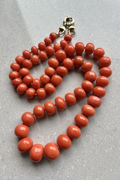 Antique 14k Yellow Gold Large Mediterranean Undyed Red Coral Necklace 112g - 25" Amazing Natural Mediterranean Undyed Red Coral  Necklace Size is 25" Long Tip to Tip Necklace has Amazing Natural 8mm to 15mm Mediterranean Undyed Red Coral Oval Beads Weight is 112.0 Grams on my scale Metal: 14k Yellow Gold Clasp Knotted Necklace - Necklace was Just Re Strung In Great Condition, Any Questions Please Feel Free to ask Thank you Luxury Traditional Red Coral Beaded Necklace, Luxury Beaded Necklace With Red Coral Gemstones, Luxury Coral Beaded Necklace For Formal Occasions, Cheap Handmade Coral Jewelry, Luxury Red Coral Beaded Necklaces With Gemstone Beads, Cheap Coral Beaded Necklaces With Round Beads, Luxury Coral Beaded Necklaces With Gemstone Beads, Luxury Coral Necklaces With Gemstone Beads, Luxury Coral Jewelry With Gemstone Beads