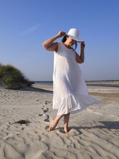 "Handmade 100% soft linen loose ruffled sleeveless dress with belt and pockets. Made with love for You. *100% local medium weight washed soft linen *Washed linen *Suitable for pregnancy *Each item is individually cut and sewn by order *The hem of the dress is asymmetrical - the dress is longer on the sides *The model height is 172 cm *The model is wearing size L (oversize dress), dress color - White *Note that colors may look different on your display depending on their settings and technical ch White Linen Ruffle Dress For Beach, White Linen Ruffled Beach Dress, Summer Sleeveless Linen Dress With Ruffles, White Linen Ruffled Dress For Beach, Summer Linen Beach Dress With Ruffles, White Linen Beach Dress With Ruffles, Sleeveless Ruffled Linen Dress For Daywear, White Linen Ruffle Dress For Daywear, White Linen Sleeveless Dress For Beach