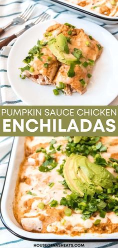 this pumpkin sauce chicken enchiladas recipe is so easy to make