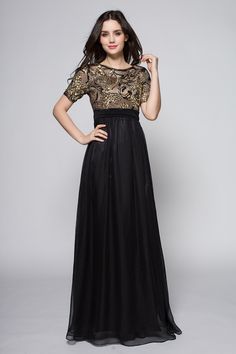 Shop affordable black gold sequined short sleeve chiffon formal dress online. Free Shipping and Custom-made. Pro since 2009. Fitted Chiffon Dress For Banquets, Elegant Short Sleeve Chiffon Dress For Evening, Elegant Chiffon Dress With Short Sleeves For Evening, Elegant Short Sleeve Chiffon Prom Dress, Chic Evening Chiffon Dress With Short Sleeves, Fitted Long Chiffon Evening Dress, Fitted Chiffon Party Dress, Formal Fitted Chiffon Dress With Short Sleeves, Formal Fitted Short Sleeve Chiffon Dress