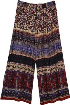 Paisley Print Bohemian Palazzo Pants | Multicoloured | Split-Skirts-Pants, Bohemian Bohemian Trousers For Fall, Bohemian Full Length Pants For Fall, Bohemian Wide Leg Pants For Fall, Multicolor Boho Print Wide Leg Bottoms, Bohemian Multicolor Harem Pants For Fall, Bohemian Multicolor Wide Leg Pants For Spring, Multicolor Bohemian Harem Pants For Fall, Casual Wide Leg Pants With Boho Print, Printed Bohemian Harem Pants For Spring