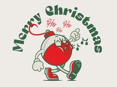 a merry christmas t - shirt design with a cartoon character running and holding a boxing glove