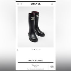 Super Rare New Chanel Classic Caoutchouc Rev Rubber Rain Boots In Size 40. Sold Out Everywhere. Color: Black With Cream Cc Logo Made In Italy Brand New: Includes Box And Dust Bag Chanel Rain Boots Outfit, Chanel Rubber Boots, Chanel Rainboots, Chanel Rain Boots, Chanel Black Ankle Boots, Chanel Boots Farfetch, Shoes Chanel, Cc Logo, Chanel Shoes