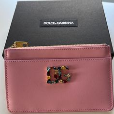 Purchased In Aruba. Dolce & Gabbana Card Holder / Wallet Rosa Baby Pink Color Gold Tone Hardware Dg Logo Set With Color Stones New With Box, Never Used, Great Holiday Gift! Baby Pink Color, Leather Card Holder Wallet, Dg Logo, Baby Pink Colour, Zip Purse, Color Stones, Leather Card Holder, Leather Coin Purse, Short Wallet