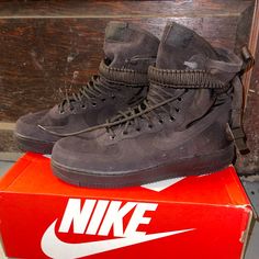 Black Nike Sneaker Great Condition Size 10.5 Nike Suede Sneakers For Streetwear, Nike Custom Sneakers With Vibram Sole For Streetwear, Leather Boots With Rubber Waffle Outsoles And Round Toe, Custom Black Leather Sneakers For Outdoor, Rugged High-top Sneakers For Sports, Rugged Low-top Streetwear Boots, Rugged Low-top Boots For Streetwear, Nike Urban Custom Sneakers For Outdoor, Rugged Sneakers For Streetwear