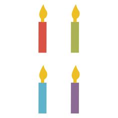 four candles with different colors on them