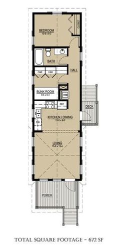 the floor plan for a small house with two levels and an open living area on one side