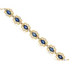 Royal 14K Yellow Gold Bracelet with Oval Sapphires and Diamond Accents - 4.80 Carat Sapphire and 0.27 Carat Diamond Jewelry Appraisal, Radiant Diamond, Gold Work, Sapphire Bracelet, Jewelry Lookbook, Ring Pendant Necklace, Royal Jewelry, Yellow Gold Bracelet, Womens Wedding Bands