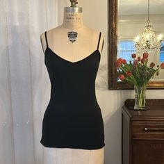 Never Worn Nylon Cami. Fitted Look With The Comfortable Of Stretch. Size Small. Center Front Measures 16 3/4” Long. Sides Measure 18” Long. Perfect Condition. Black Stretch Camisole For Spring, Black Stretch Camisole Casual Style, Black Stretch Casual Camisole, Casual Black Stretch Camisole, Black Casual Camisole For Layering, Dark Outfits, Womens Tops, Outfit Inspo, Wardrobe