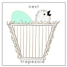 a drawing of a bird in a cage with the words nest trapezoid on it