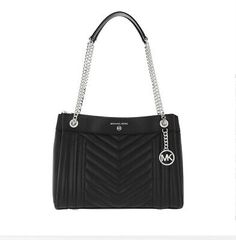 Great Shopping Michael Kors Bag Susan Md Shldr Black Silver 30H9SUSL2T, Women's Bags Shopping Ideas, Michael Kors Bag, Black Silver, Women Handbags, Michael Kors