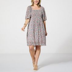 Nina Leonard Printed Smocked Top Dress  Get the perfect figure-flattering shape every time when wearing this sophisticated smocked-waist dress from Nina Leonard. Bodice Dress, Perfect Figure, Smocked Top, Coffee Bean, Waist Dress, Top Dress, Piece Of Clothing, Smocking, Fashion Clothes Women