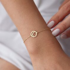 14k Solid Gold Moon and Sun Bracelet Friendship * Crescent Arm Band * 14k Solid Gold Bracelet For Women * Rose Gold Dainty Chain * Astrology Jewelry * Gift for Friendship * Gift for her, Bridemaids Gift, Gift for friend, Gift for mom, Cute, Dainty Chic Moon and Sun  Perfect to wear this minimal, cute and dainty Moon and Sun Bracelet everyday.  That is perfect gift for your loved one,mom and girlfriend for special day, or perfect gift for astrology lovers. D E T A İ L S * Material: 14k Solid Gold Elegant 14k Gold Sun And Moon Jewelry, Elegant Everyday Bracelets With Moon Charm, Sun And Moon Design Jewelry Bracelet As Gift, Sun And Moon Design Jewelry Bracelet Gift, Sun And Moon Design Bracelet For Gift, Adjustable Elegant Jewelry With Sun And Moon Design, Elegant Adjustable Jewelry With Sun And Moon Design, Dainty Crescent Bracelet As Gift, Dainty Crescent Bracelet For Gift