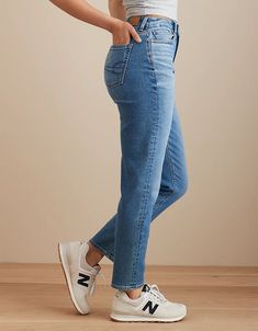 AE Stretch Curvy Mom Jean 30 Something Mom Style, Womens Shoes To Wear With Jeans, Easy Fall Fashion For Moms, Fall Transition Outfits Mom, Mom Jeans High Waisted, Midsize Jeans Outfit Fall, 100% Cotton Jeans Womens, Stay At Home Mom Clothes, Popular Jeans For Women 2024