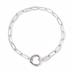 Crafted in Sterling Silver, this charm stacker bracelet allows you to layer up to 3 charms for effortless layering.Sterling Silver Chain Thickness: 4mm(0.16in) Clasp Thickness 2mm (0.08in), Outer Diameter 11.5mm(0.45in) #B360-S6 Chain Charm Bracelet, Moms Bracelet, Choker Pendant, Studded Necklace, Gold Statement Ring, Nose Jewelry, Engraved Bracelet, Waterproof Jewelry, Pink Gemstones