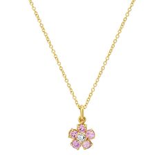 Large Pink Sapphire Flower Necklace with Diamond Center Necklace Korean, Necklace With Diamond, Necklace Layered, Jennifer Meyer, Purple Necklace, Girl Jewelry, Pink Necklace, Floral Jewellery, Chain Pendant