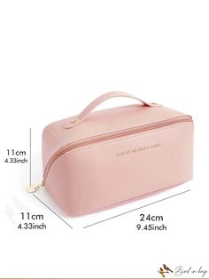 BirdinBag - Portable Waterproof Travel Cosmetic Bag - Large Capacity, PU Leather, Womens Makeup Bag Functional Rectangular Cosmetic Storage With Zipper, Functional Rectangular Cosmetic And Toiletry Storage With Zipper, Portable Rectangular Functional Cosmetic Bag, Functional Rectangular Portable Cosmetic Bag, Portable Pouch Box Bag For Daily Use, Practical Rectangular Cosmetic Bag With Removable Pouch, Practical Portable Cosmetic Bag, Pink Rectangular Box Bag For Daily Use, Large Capacity Rectangular Travel Accessories