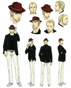 some people with hats and jackets in different poses