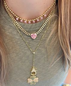 The perfect addition to our beautiful collection with pink CZ stones. Goes with everything and make the perfect layering piece for any occasion. Add this to your layers or wear  it solo. If you want to see more from our shop press the link below: https://marierosebijoux.etsy.com Product Details : Measurements: 14.5" plus 2" extension chain.     Pink CZ Stones: 4mm   Toilet Chain: 3mm Category: Choker Necklaces Finish: 18K Gold Plated over brass Gem: Pink CZ Stones THE PERFECT GIFT 🎁 💝 All Mari Luxury Gemstone Choker As Gift, Luxury Chain Choker As Gift, Gold Diamond Pendant Necklace, Shop Press, Gemstone Choker Necklace, Marie Rose, Gemstone Choker, Gold Bead Necklace, Jewelry Bag