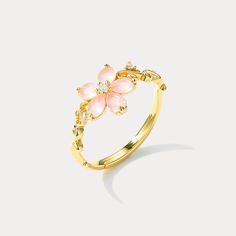 Selenichast Sterling Silver Cherry Blossom Ring For Women, Sakura Open Ring For Girls, Pink Crystal Ring, Nature Inspired Rings, Gift Ideas For Her Cherry Blossom Ring, Rings Ceremony, Nature Inspired Rings, Sakura Cherry Blossom, Purple Grapes, Rings For Girls, Cute Rings, Pink Quartz, Open Ring