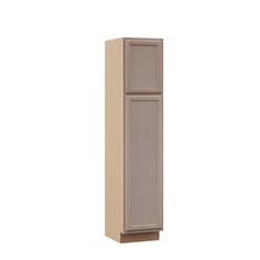 a tall cabinet with two doors on one side and an open door on the other