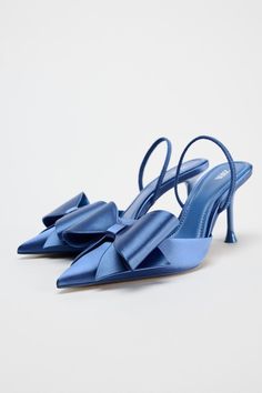 SATIN EFFECT HIGH HEEL SHOES - Blue | ZARA United States Light Blue Wedding Shoes, Baby Blue Heels, Blue Bridal Shoes, Satin Wedding Shoes, Blue Wedding Shoes, Zara Heels, Colorful Heels, Satin Shoes, Blue Heels