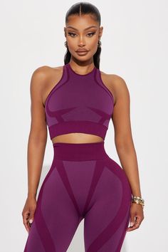 Available In Black And Plum. Sports Bra High Neck Sleeveless Seamless Shaping Detail X Back Cut Out Low Impact Stretch Pair With "Studio Flex Active Yoga Pant" 90% Nylon 10% Spandex Imported | Studio Flex Sports Bra in Plum size Small by Fashion Nova Stretch Sleeveless Sports Bra For Workout, High Stretch Sleeveless Nylon Sports Bra, High Stretch Sleeveless Sports Bra For Gym, Compressive Nylon Sleeveless Sports Bra, High Stretch Seamless Fabric Tank Top With Breathable Feature, Compressive Sleeveless Nylon Sports Bra, Stretch Sports Bra Vest For Sports, Breathable Fitted Sleeveless Sports Bra, Fitted Breathable Sleeveless Sports Bra