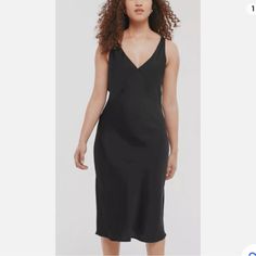 Simple Little Black Slip Dress. Perfect For Casual Outfits Or Dressed Up. Black V-neck Slip Dress For Daywear, Casual Black V-neck Slip Dress, Elegant Black Slip Dress For Work, Black V-neck Slip Dress Casual, Fitted Black Slip Dress For Daywear, Black Knee-length Slip Dress For Date Night, Knee-length Black Slip Dress For Date Night, Casual Black Knee-length Slip Dress, Chic Black Slip Dress For Work