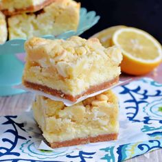 lemon bars stacked on top of each other