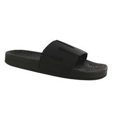 Product Description: This slip-on sandal is great for any man. It features a genuine leather upper with visible handcrafted stitch, providing a rugged feel to a casual, comfortable shoe. The cushioned insole contours to the curves of the foot, while the shock-absorbing sole adds durability and lasting support for all-day wear. Heel Height: 1.25". Product Details: Stretch Gore: Flexible gore stretches and secures your foot with your everyday movement. Supersoft® Microfiber Upper Lining: This ligh Slip-on Open Toe Sandals With Stitched Sole, Comfortable Open Toe Slip-ons With Leather Footbed, Cushioned Slip-on Sport Sandals, Comfortable Slip-on Sandals With Rubber Sole, Synthetic Slide Slippers With Rubber Sole, Synthetic Slide Slippers With Leather Footbed, Synthetic Slippers With Leather Footbed, Slip-on Slides With Textured Sole And Open Toe, Comfortable Textured Slip-on Slides