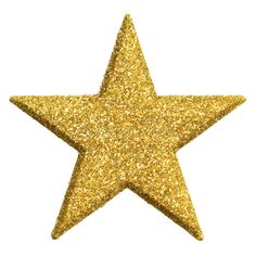 a gold glitter star on a white background