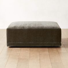 Faible Modern Grey Performance Velvet Ottoman + Reviews | CB2 Ottoman As Coffee Table Living Rooms, Ottoman With Table Over, Large Ottoman Living Room, Rectangle Ottoman Coffee Table, Suede Ottoman, Statement Ottoman, Ottoman As Coffee Table, Square Ottoman Coffee Table, Square Ottomans