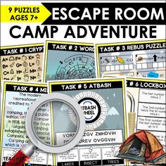 Camp Adventure Printable Escape Room Game - Teacher Jeanell Classroom Escape Room, Escape Room Design, Printable Escape Room, Yw Activities, Youth Groups, Education Tips, Camping Theme Party, Classroom Decorating, Escape Room Game