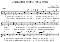 sheet music with the words jegenevan fezket kal ossoka