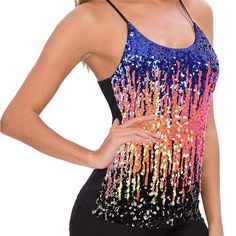 Women’s Sequin Tops Glitter Party Strappy Tank Top Sparkle Sparkling Sleeveless Tops For Party Season, Glamorous Shimmer Sequin Fabric For Spring, Spring Night Out Embellished Sequin Fabric, Summer Party-ready Sequin Fabric With Contrast, Glamorous Sparkling Sequin Fabric For Summer, Summer Party-ready Contrast Sequin Fabric, Sparkling Glamorous Sequin Fabric For Spring, Glamorous Sparkling Sequin Fabric For Spring, Glamorous Sparkling Summer Sequin Fabric