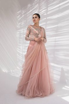 Pink Draped Lehenga With Dupatta, Festive Draped Pink Lehenga, Pink Draped Designer Wear Dupatta, Designer Pink Draped Dupatta, Designer Wear Pink Draped Dupatta, Wedding Dress With Sheer Dupatta And Draped Shape, Wedding Dress With Sheer Dupatta, Designer Draped Gown With Sheer Dupatta, Wedding Gown With Zari Work And Draped Shape