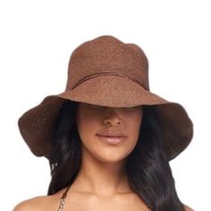 - Bnwt - Adjustable Tie Inside Trendy Wide Brim Bucket Hat For Vacation, Trendy Lightweight Bucket Hat For Beach, One Size Wide Brim Straw Hat For Vacation, Brown Sun Hat With Short Brim, One Size, Brown Fedora Panama Hat For Vacation, Brown Panama Hat With Short Brim For Vacation, Chic One Size Hat For Vacation, Adjustable Lightweight Brown Bucket Hat, One Size Fedora Sun Hat For Vacation