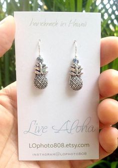 pineapple earrings sterling silver tropical gift gift for Tropical Gifts, Pineapple Gifts, Pineapple Earrings, Badass Style, Gift For Her Birthday, Gift For Woman, Gift For Daughter, Unique Jewelry Designs, Silver Art