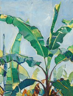 a painting of bananas growing on a tree