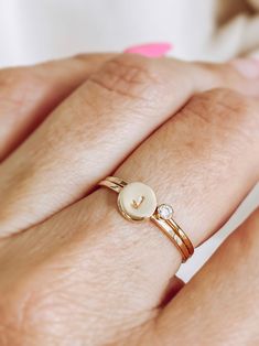 Birthstone initial Ring gold Ring With Letter On It, Gold Rings Initials, Dainty Initial Ring With Initials As Gift, Dainty Initial Ring Gift, Ring With Initials Letters, Dainty Initials Ring Gift, Gold Initial Ring With Birthstone Gift, Ring With Initials, J Ring