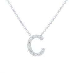 Perfect for every day wear this initial pendant is accented with round brilliant cut diamonds. Classic Diamond Initial Necklace For Anniversary, Formal White Gold Initial Necklace, Formal White Gold Initial Pendant Necklace, White Gold Initial Pendant Necklace For Formal Occasions, Silver Diamond Initial Pendant Necklace, Silver Initial Necklace With Diamond Accents, Silver Diamond Initial Necklace With Diamond Accents, Silver Diamond Initial Necklace With Accents, Silver Diamond Initial Necklace Fine Jewelry