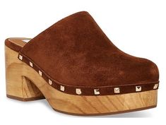 Brown Clogs With Wooden Heel For Fall, Brown Clogs With Reinforced Heel For Fall, Brown Platform Clogs For Fall, Brown Fall Clogs With Reinforced Heel, Brown Reinforced Heel Clogs For Fall, Block Heel Mule, Steve Madden Store, Wooden Clogs, Platform Clogs