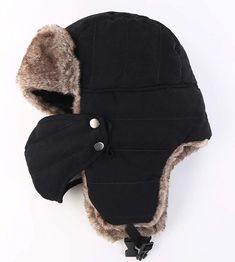 Stay warm and protected from the elements with our Windproof Warm Trapper Black Russian Hats with Mask. Designed with windproof material and a cozy trapper style, this hat also features a built-in mask for added protection. Perfect for cold weather activities or everyday wear. Imported Main Material is Polyester Head circumference 22.0-23.5 inch Black Hats With Fleece Lining And Ear Flaps, Black Hat With Fleece Lining And Ear Flaps, Adjustable Winter Hats For Outdoor Activities, Insulated Winter Cap, Adjustable Black Waterproof Hat, Warm Full Face Outdoor Hat, Black Fleece Lined Cap, Winter Outdoor Hat With Adjustable Fit, Windproof Full Face Hat For Cold Weather