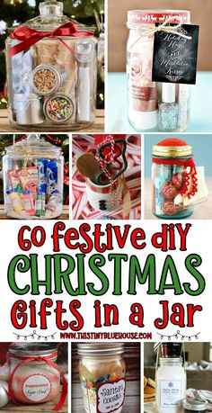 christmas gifts in a jar with the words go festive diy christmas gifts in a jar