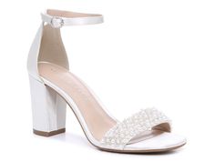 Save on Hildie Sandal at DSW. Free shipping, convenient returns and customer service ready to help. Shop online for Hildie Sandal today! Bridal Heeled Sandals, Spring Pearl Embellished Block Heels, Wedding Heels For Bride, Classic Highlights, Katie White, Birkenstock Styles, Pearl Shoes, Wedding Shoes Bride, Wedding Plan