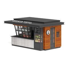 a small coffee shop is shown on a white background