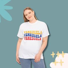 Our beautiful Venezuelan T-shirts can make you happy and look good. Our T-shirt use the best material and the best vinyl or sublimated material. If you want a custom Phrase, you can ask upon request. How to order 1. Select Size 2. Select T-shirt Color and print type 3. Write your phrase (This is not necessary) 4. Select Buy 5. Send a Message with the vinyl color for vinyl type *After making the purchase send the vinyl color throw message (Tri-color, Black) White Letter Print T-shirt For Fan Merchandise, White Letter Print T-shirt For Fans, White Sublimation Graphic Tee With Text Print, White Sublimation Print Crew Neck T-shirt, White Graphic Tee With Text Print Sublimation, White Crew Neck T-shirt With Sublimation Print, Graphic Tee With Custom Print For Fans, Graphic Tee With Custom Print For Fan Merchandise, Custom Print White Short Sleeve T-shirt