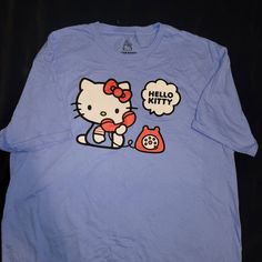 Brand New. Sanrio Hello Kitty,Size Large T Shirt. Super Cute, Perfect As A Gift Also. Large T Shirt, Hello Kitty T Shirt, Kidcore Aesthetic, Outfit References, Blue Shirt, Hello Kitty, Super Cute, Kitty, Tops & Tees